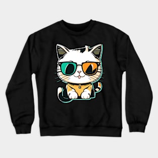 Cat wearing sunglasses cool Crewneck Sweatshirt